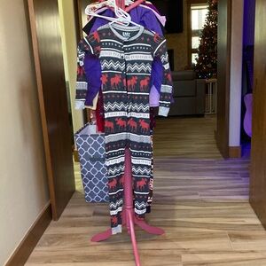 Lazy One Kids Pajama Set - Red and Black Moose Design
